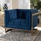 Baxton Studio Ambra Blue Velvet Upholstered and Tufted Armchair with Gold-Tone Frame 156-8868 - alternate 4